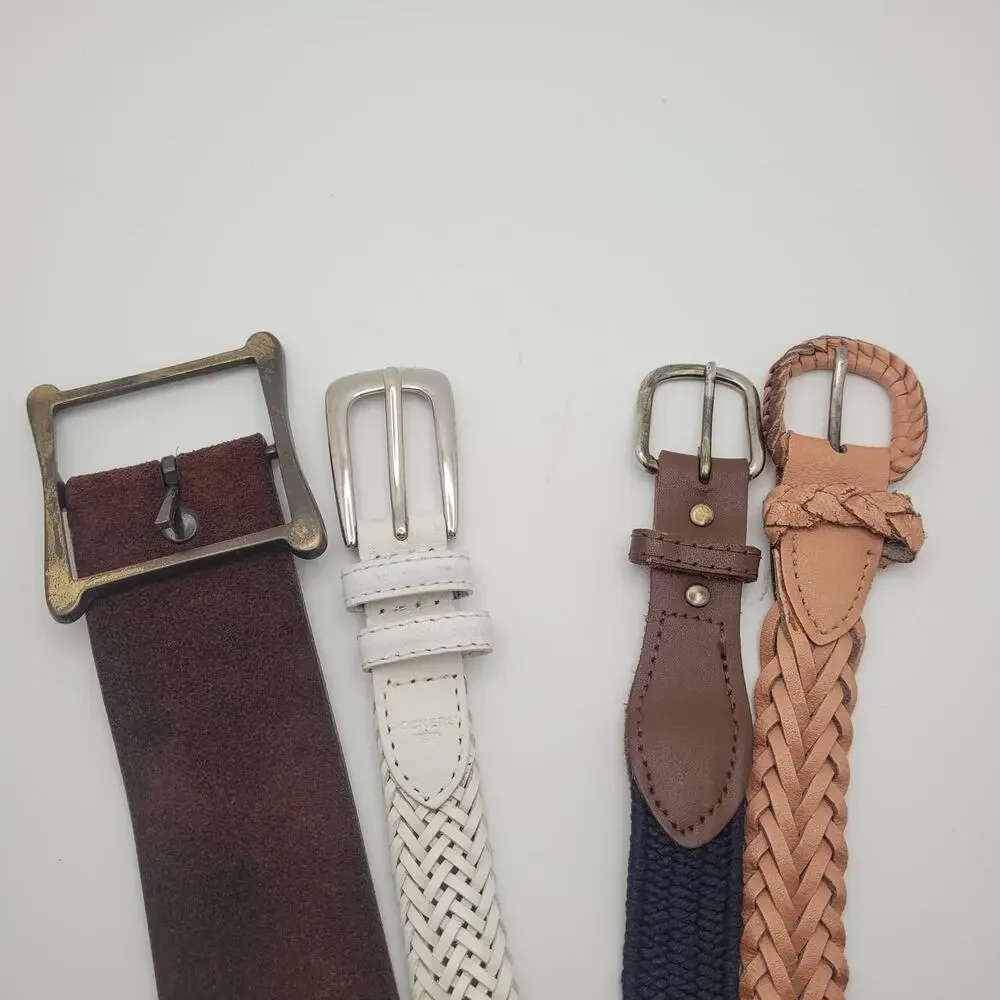 Mixed Belt Lot Braided Leather Canvas Western Boho Vintage Distressed Accessorie - Picture 2 of 13